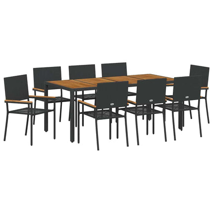 Have Spisebordssæt 9 pcs Sort polyrattan