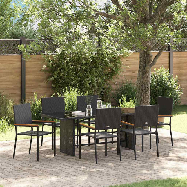 Have Spisebordssæt 7 pcs Sort polyrattan