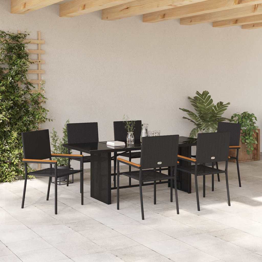 Have Spisebordssæt 7 pcs Sort polyrattan