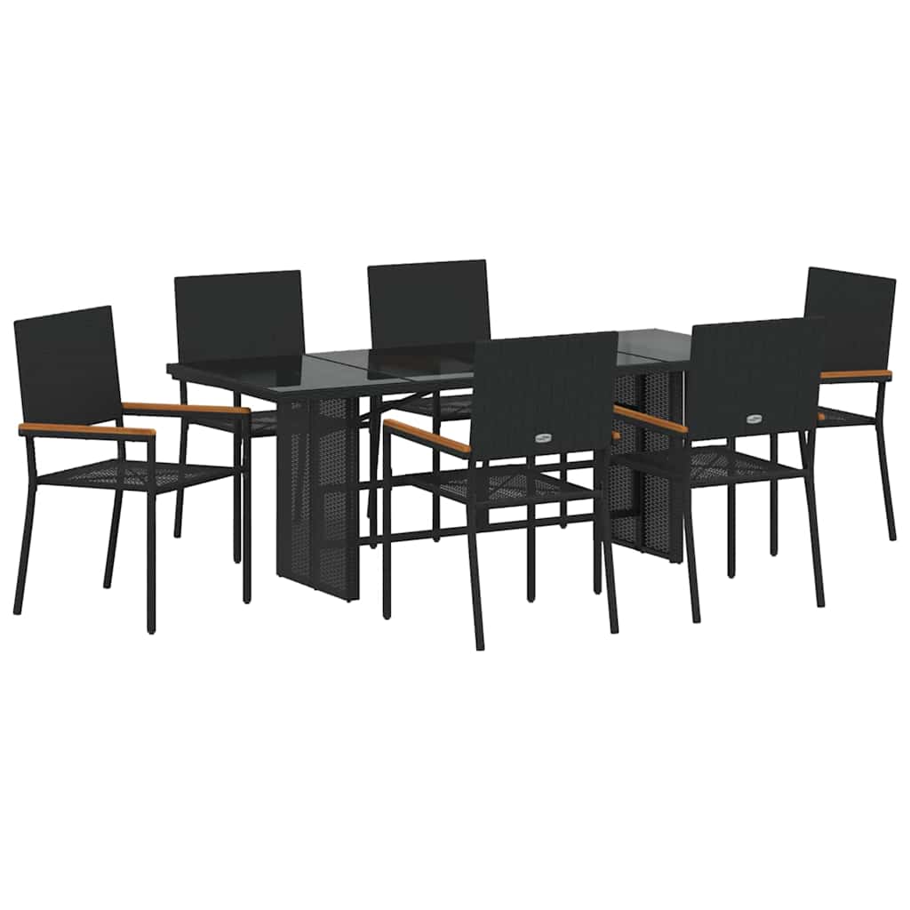 Have Spisebordssæt 7 pcs Sort polyrattan