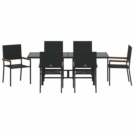 Have Spisebordssæt 7 pcs Sort polyrattan