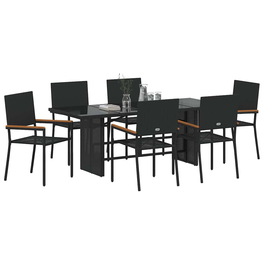 Have Spisebordssæt 7 pcs Sort polyrattan