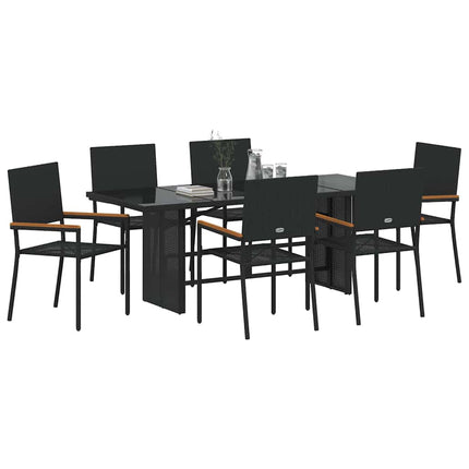 Have Spisebordssæt 7 pcs Sort polyrattan