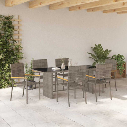 Have Spisebordssæt 7 pcs Grå polyrattan