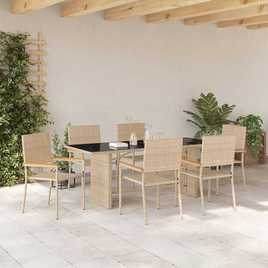 Have Spisebordssæt 7 pcs Beige polyrattan
