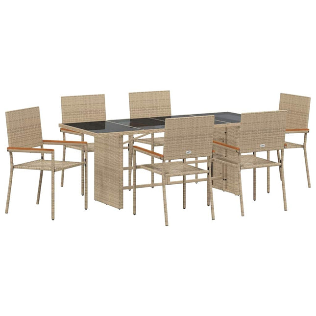 Have Spisebordssæt 7 stk. Beige polyrattan