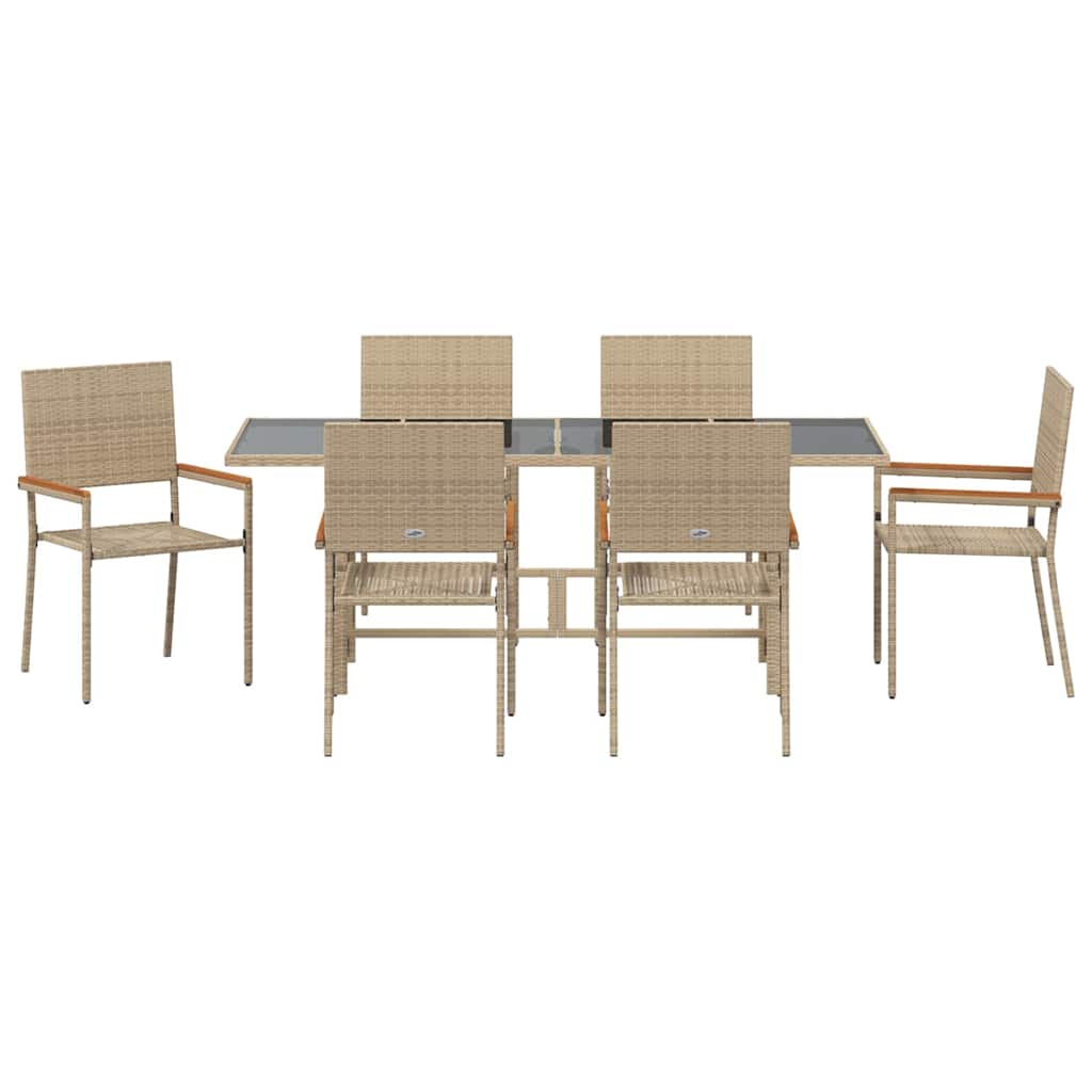Have Spisebordssæt 7 pcs Beige polyrattan