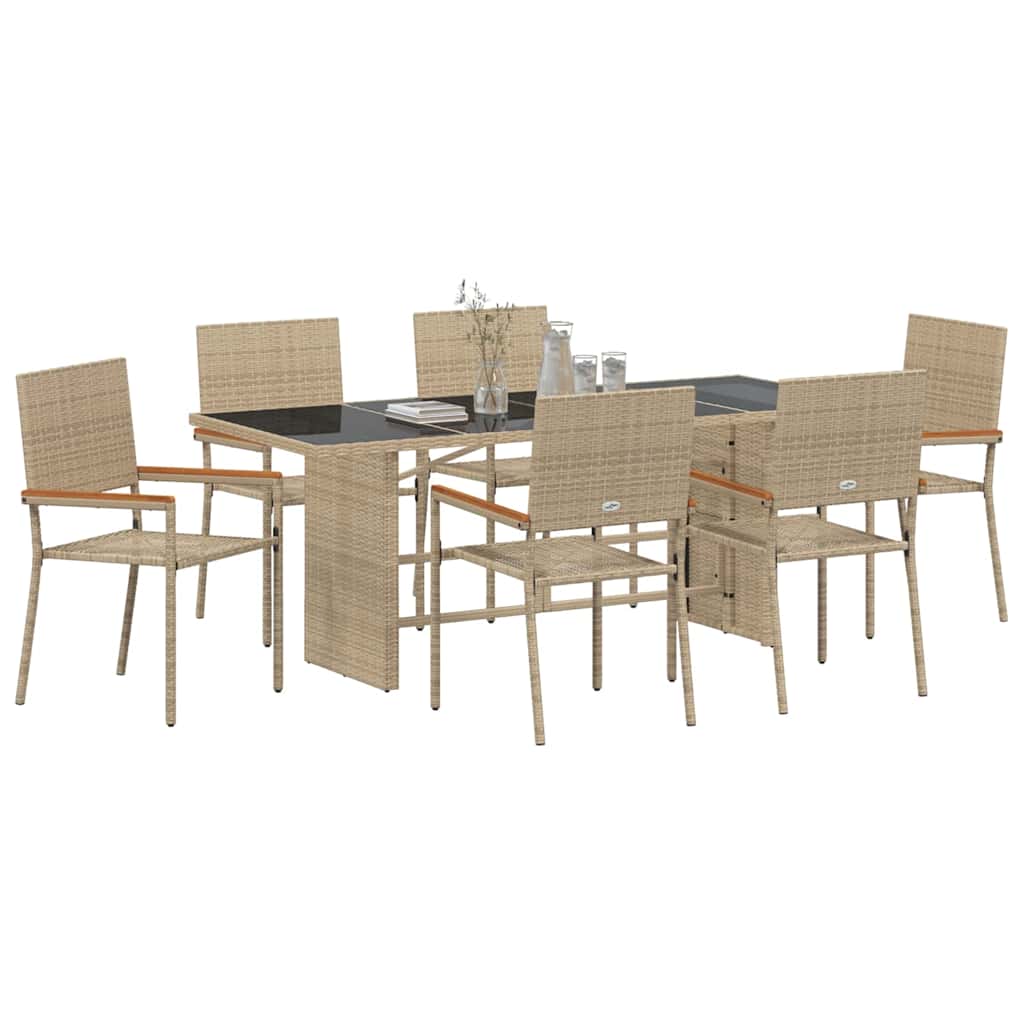 Have Spisebordssæt 7 pcs Beige polyrattan