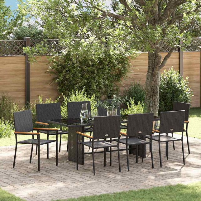 Have Spisebordssæt 9 stk. Sort polyrattan