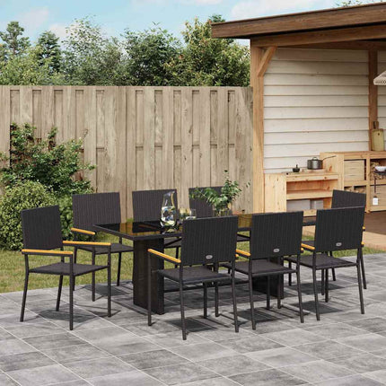 Have Spisebordssæt 9 pcs Sort polyrattan