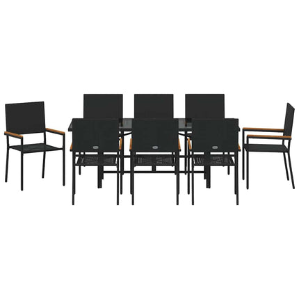 Have Spisebordssæt 9 pcs Sort polyrattan