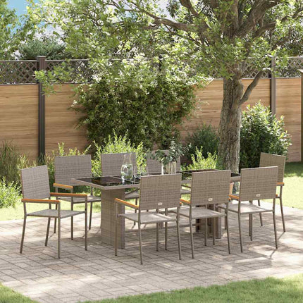 Have Spisebordssæt 9 pcs Grå polyrattan