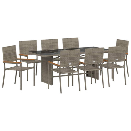Have Spisebordssæt 9 pcs Grå polyrattan