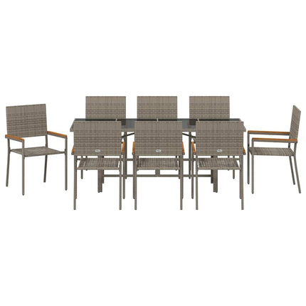 Have Spisebordssæt 9 pcs Grå polyrattan