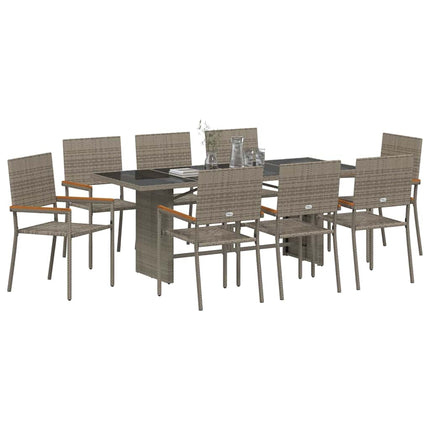 Have Spisebordssæt 9 pcs Grå polyrattan