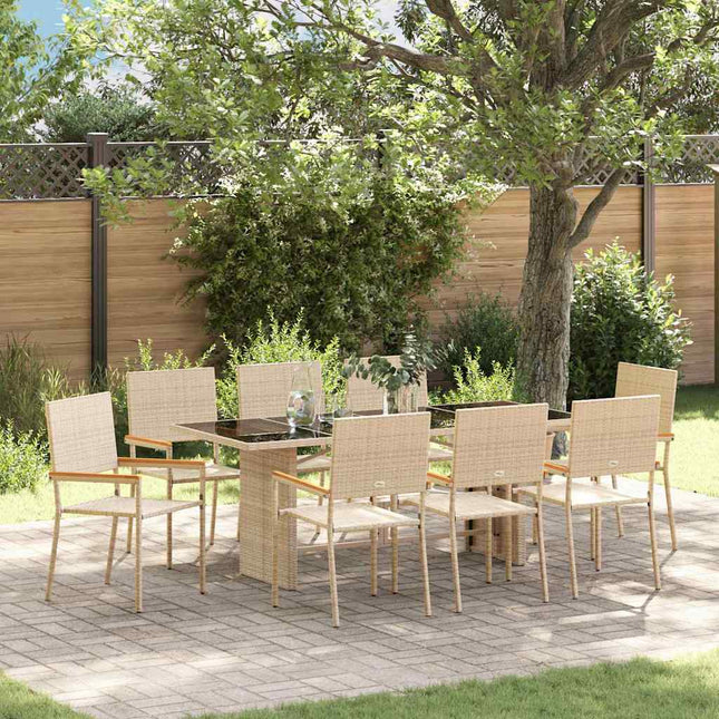 Have Spisebordssæt 9 pcs Beige polyrattan