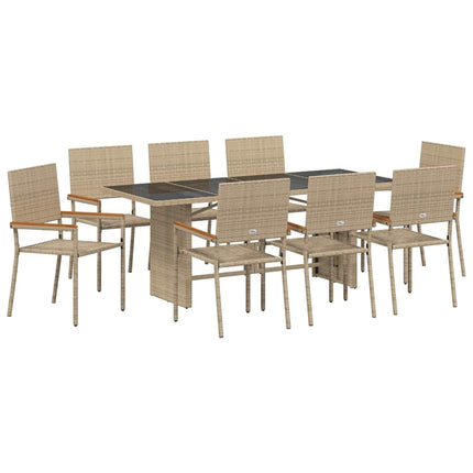 Have Spisebordssæt 9 pcs Beige polyrattan