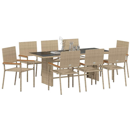 Have Spisebordssæt 9 pcs Beige polyrattan