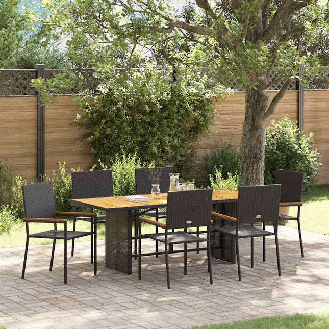Have Spisebordssæt 7 pcs Sort polyrattan