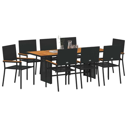 Have Spisebordssæt 9 pcs Sort polyrattan