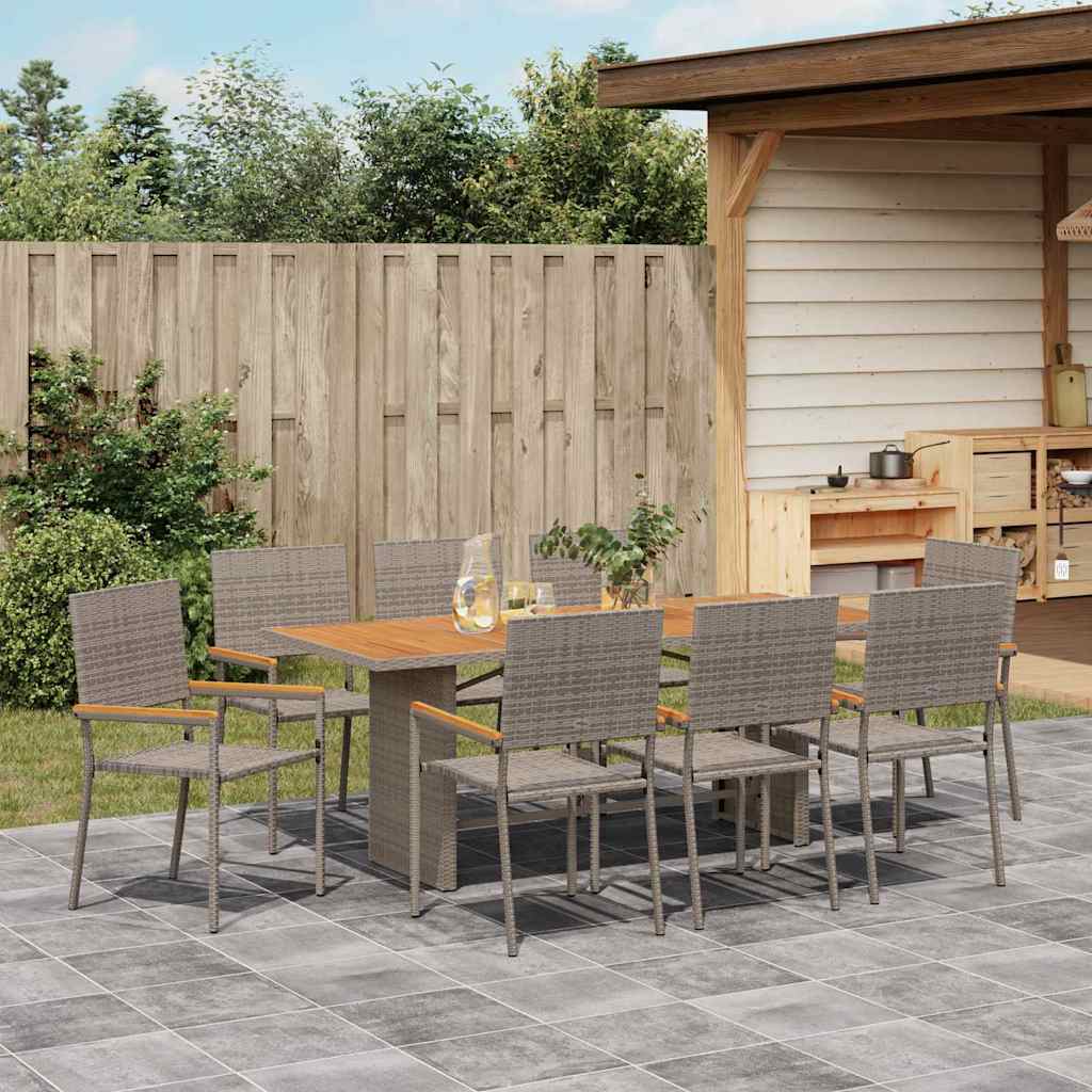 Have Spisebordssæt 9 pcs Grå polyrattan