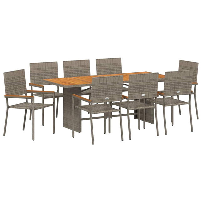 Have Spisebordssæt 9 stk. Grå polyrattan