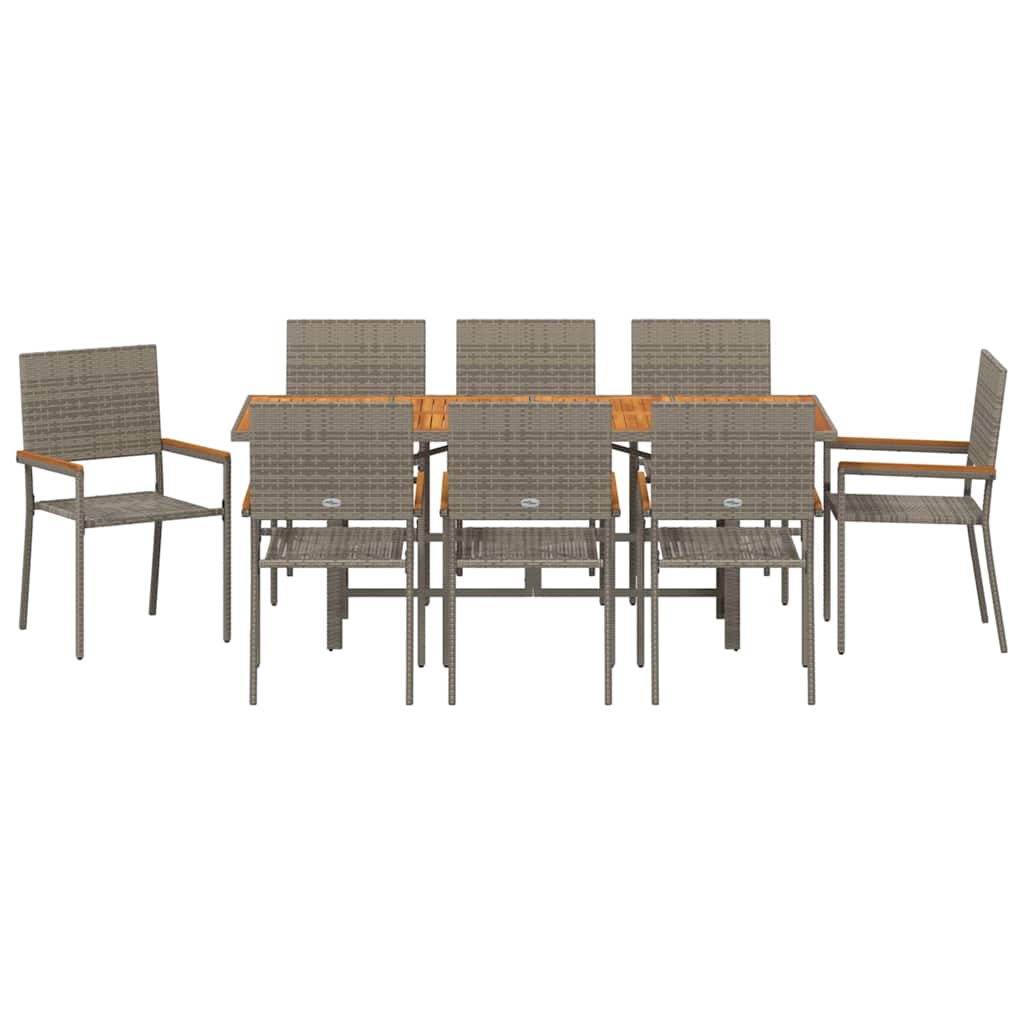 Have Spisebordssæt 9 pcs Grå polyrattan