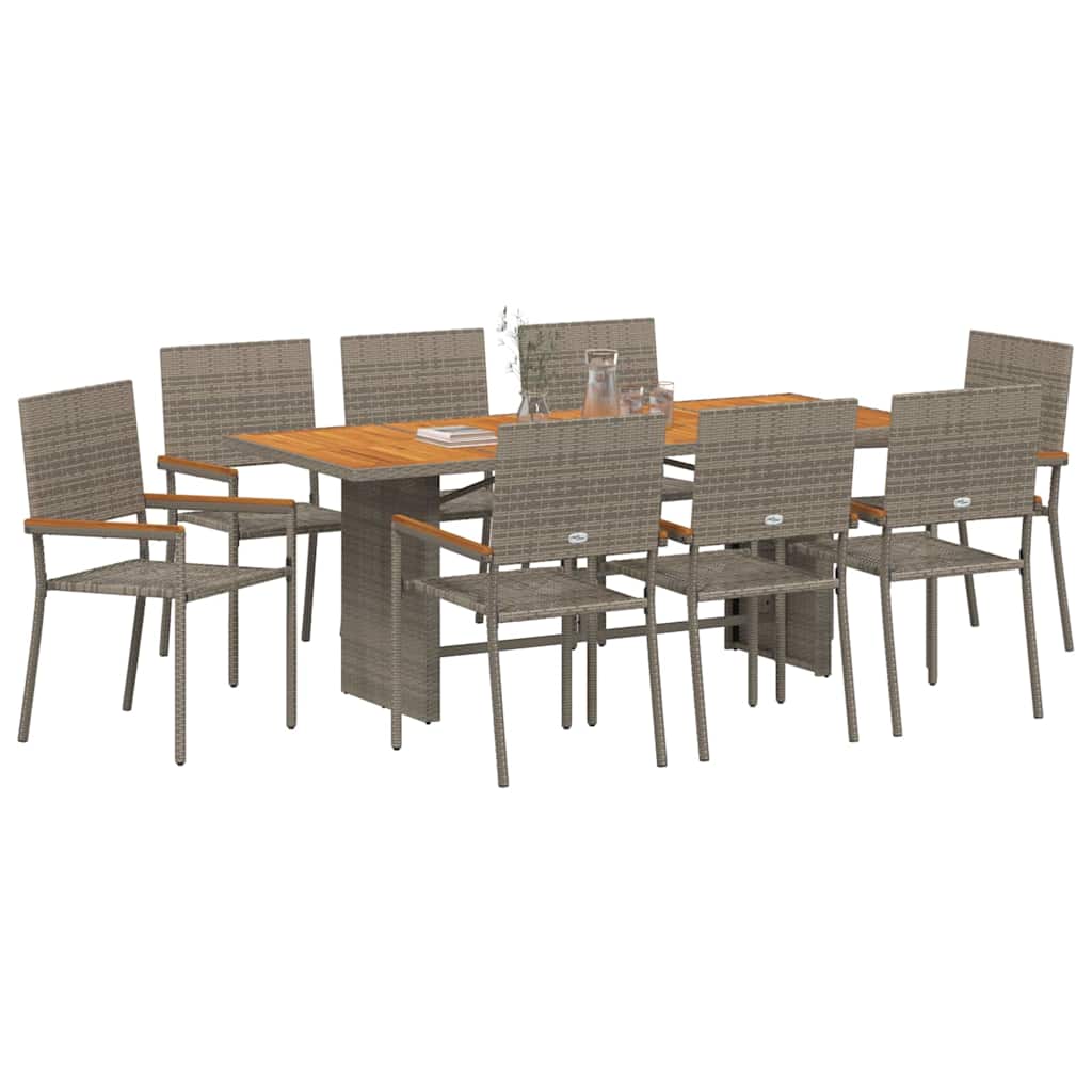 Have Spisebordssæt 9 pcs Grå polyrattan