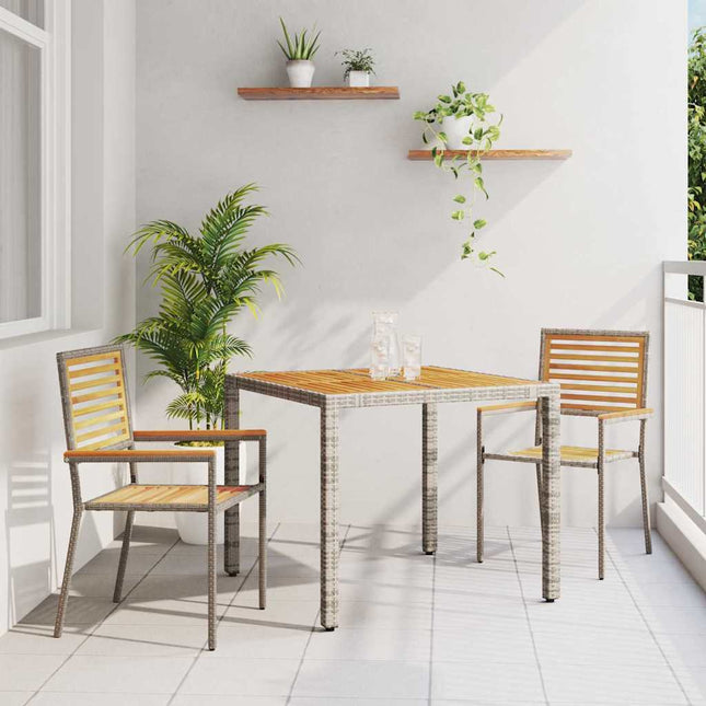 Have Spisebordssæt 3 stk. Grå og Brun polyrattan