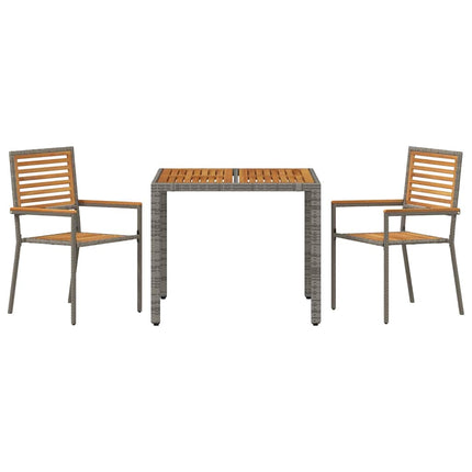 Have Spisebordssæt 3 stk. Grå og Brun polyrattan