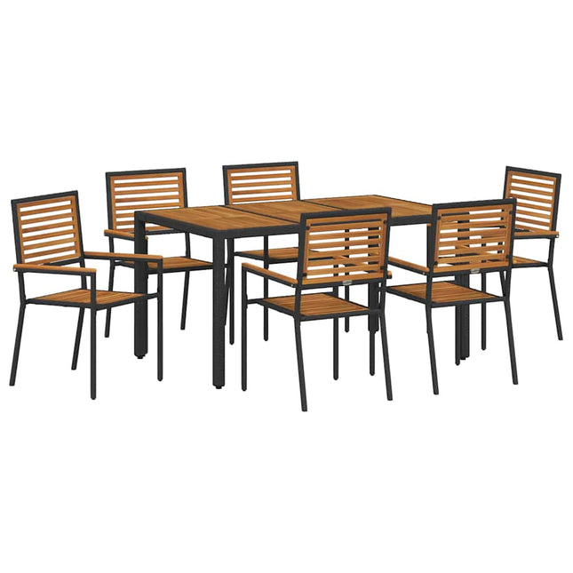 Have Spisebordssæt 7 pcs Sort og Brunt polyrattan