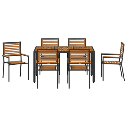 Have Spisebordssæt 7 pcs Sort og Brunt polyrattan