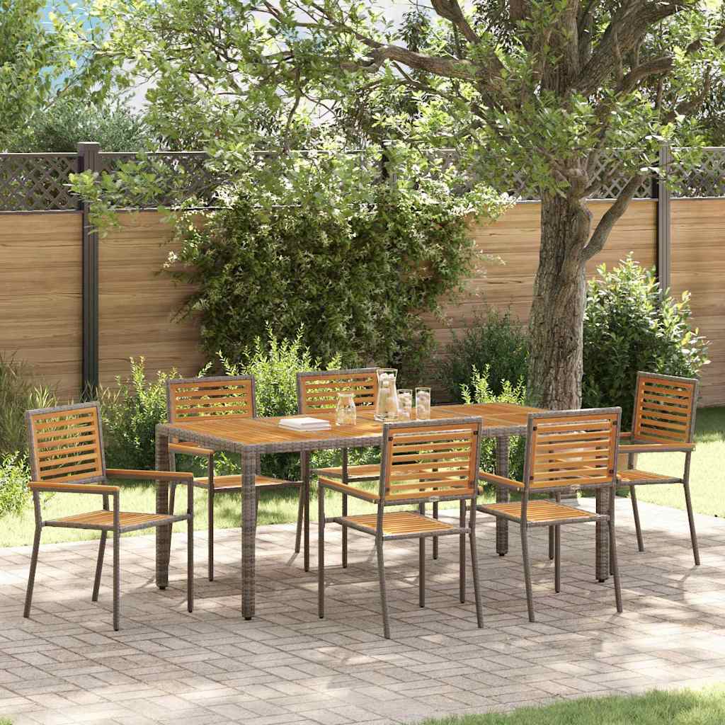 Have Spisebordssæt 7 pcs Grå og Brun polyrattan