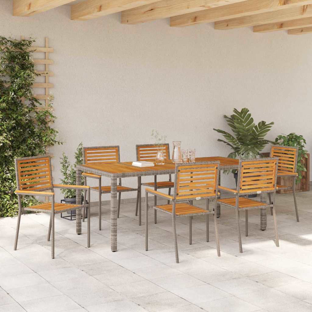Have Spisebordssæt 7 pcs Grå og Brun polyrattan