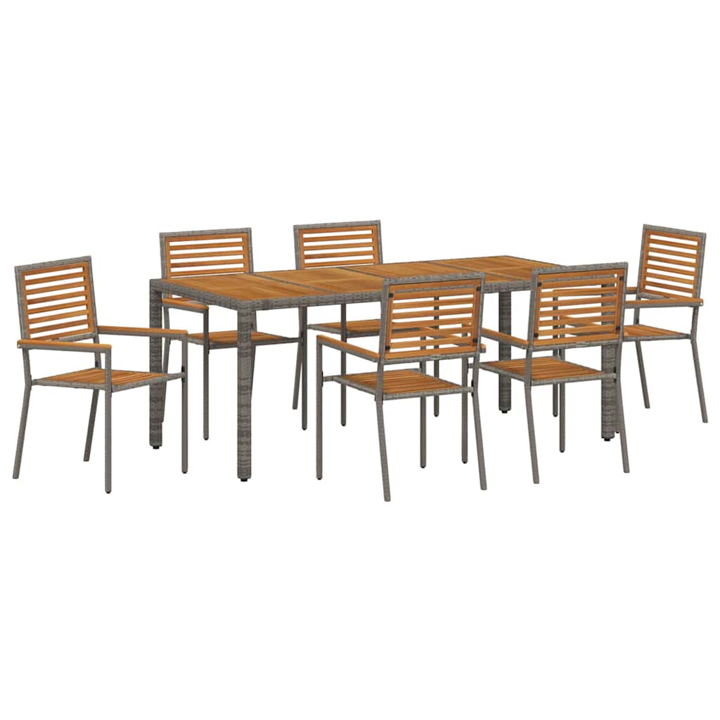Have Spisebordssæt 7 pcs Grå og Brun polyrattan