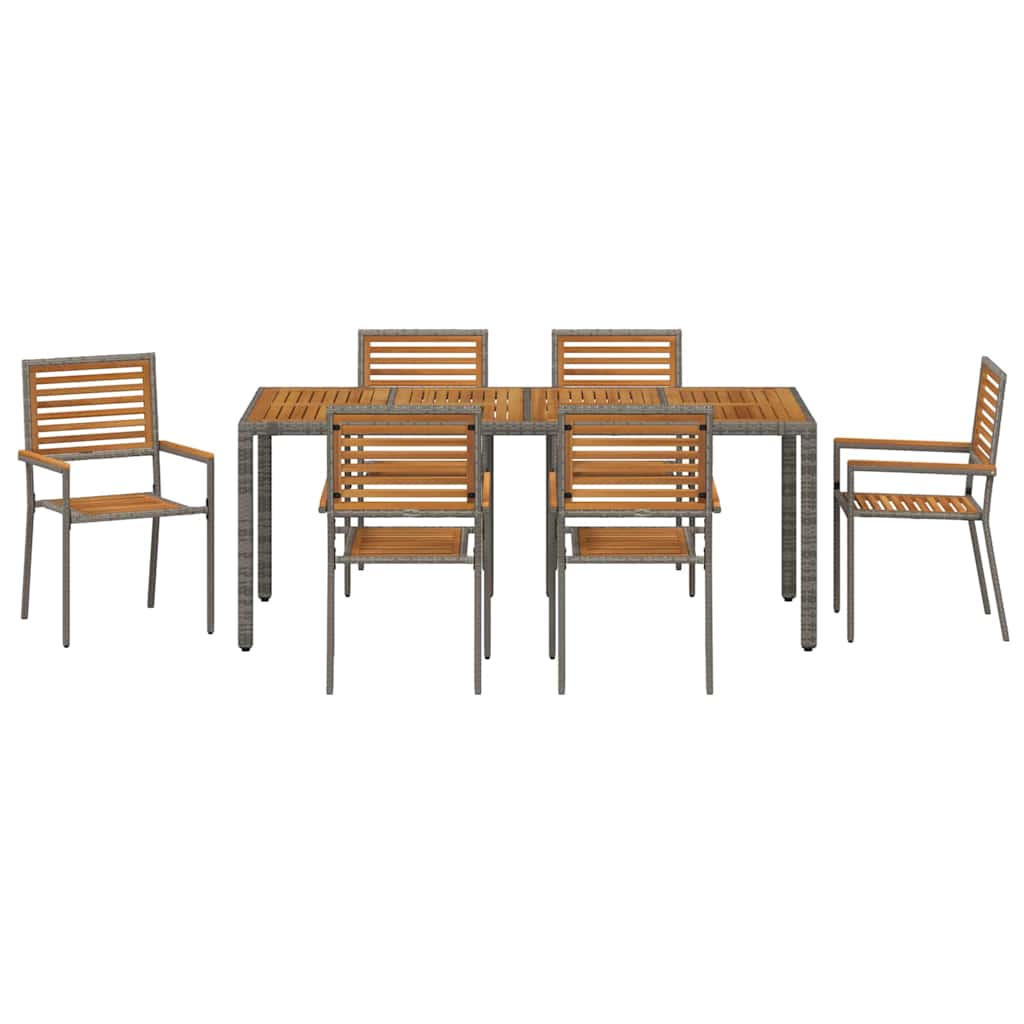 Have Spisebordssæt 7 pcs Grå og Brun polyrattan