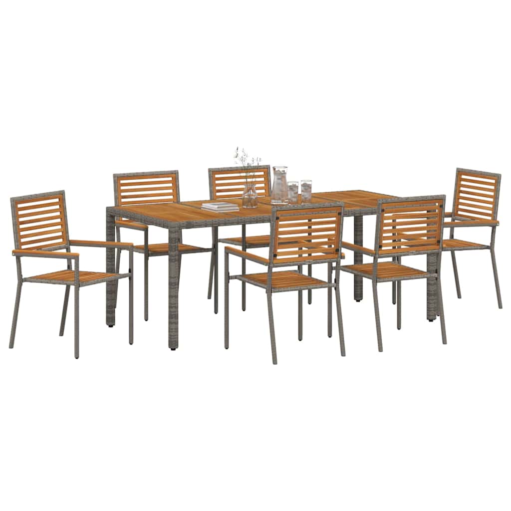 Have Spisebordssæt 7 pcs Grå og Brun polyrattan