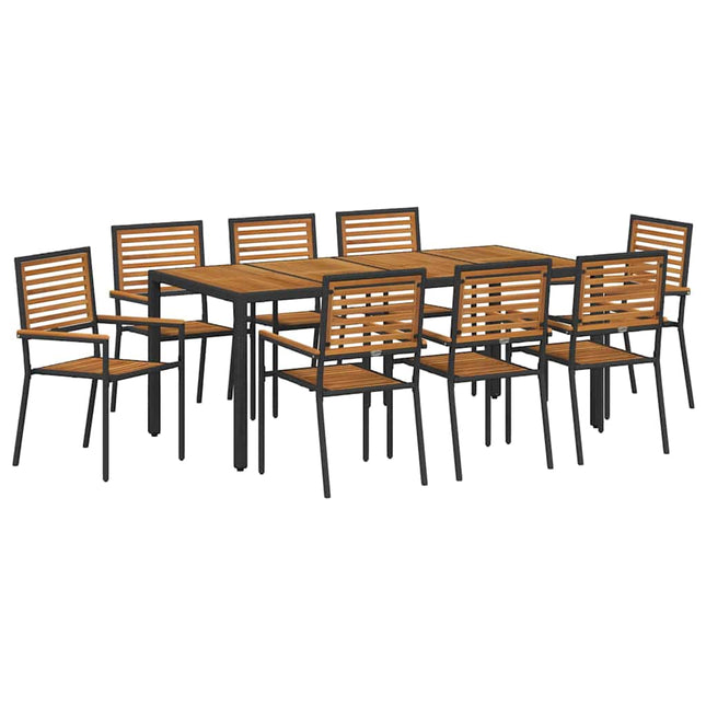 Have Spisebordssæt 9 stk. Sort og Brunt polyrattan