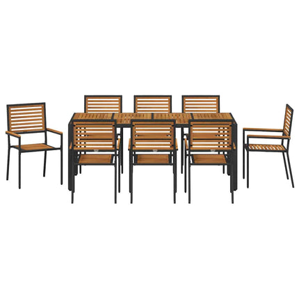 Have Spisebordssæt 9 pcs Sort og Brunt polyrattan
