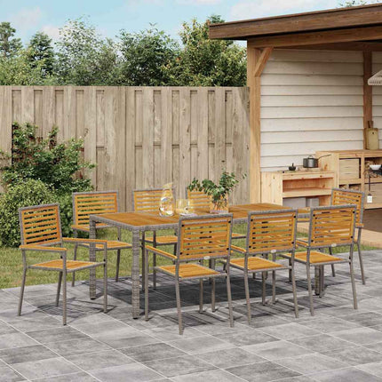 Have Spisebordssæt 9 stk. Grå og Brun polyrattan