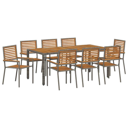 Have Spisebordssæt 9 stk. Grå og Brun polyrattan