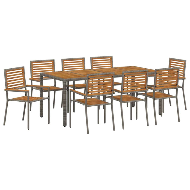 Have Spisebordssæt 9 stk. Grå og Brun polyrattan