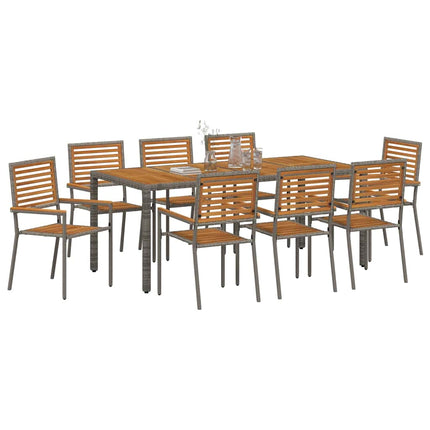 Have Spisebordssæt 9 stk. Grå og Brun polyrattan