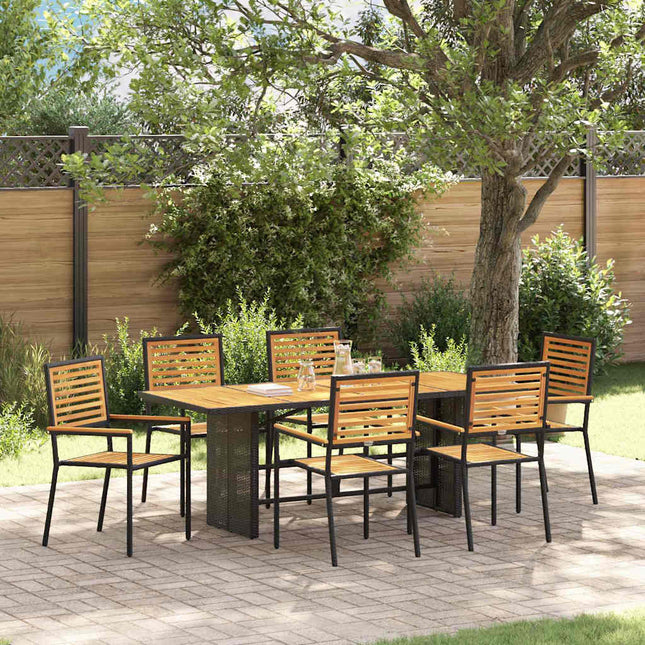 Have Spisebordssæt 7 pcs Sort og Brunt polyrattan