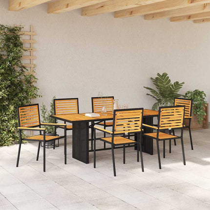 Have Spisebordssæt 7 pcs Sort og Brunt polyrattan