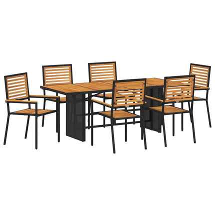 Have Spisebordssæt 7 pcs Sort og Brunt polyrattan