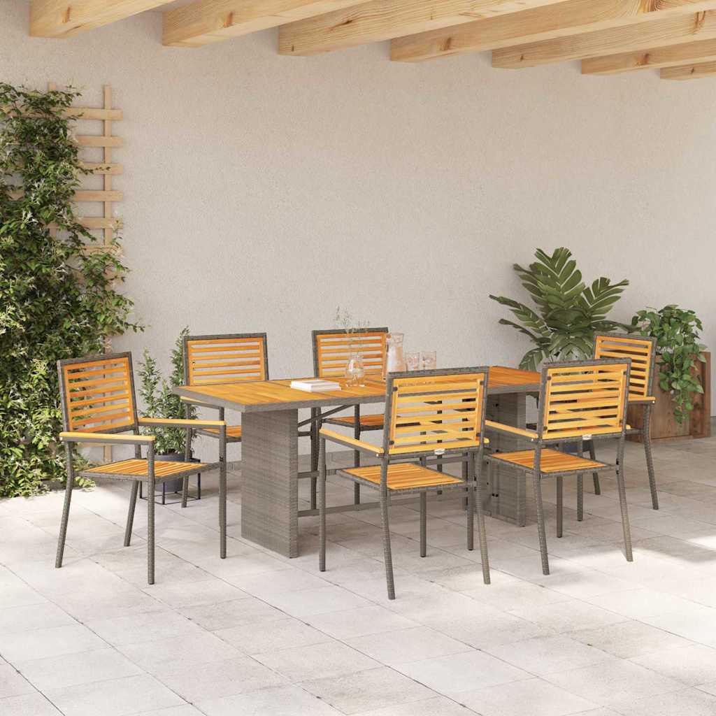 Have Spisebordssæt 7 pcs Grå og Brun polyrattan