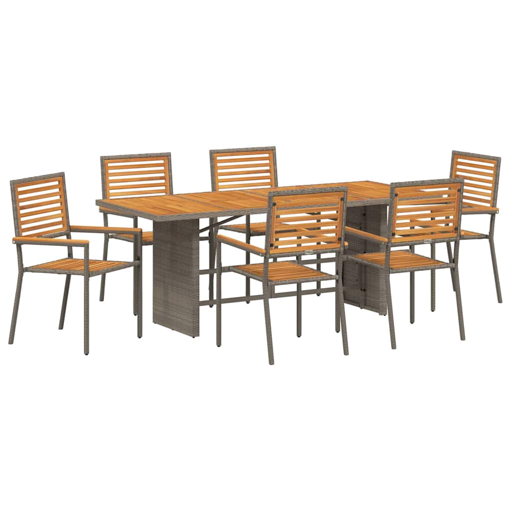 Have Spisebordssæt 7 pcs Grå og Brun polyrattan