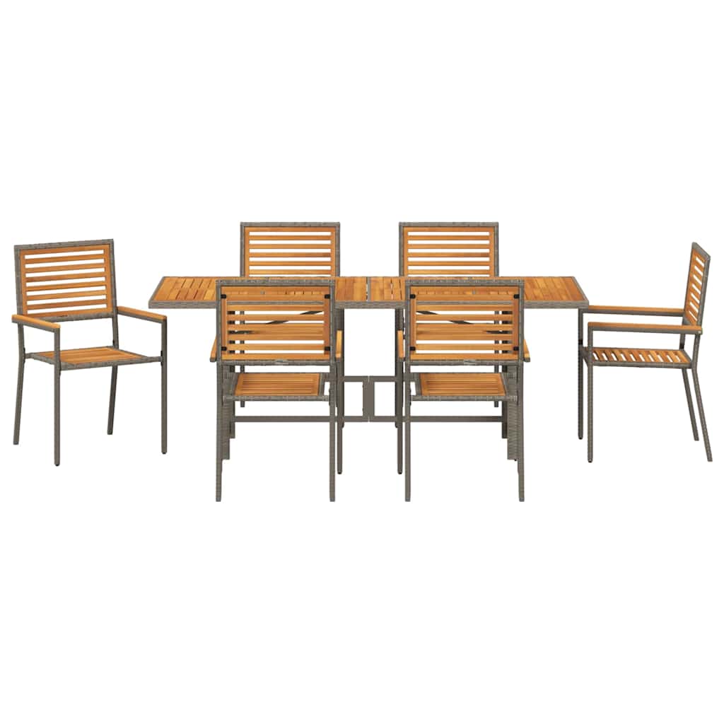 Have Spisebordssæt 7 pcs Grå og Brun polyrattan