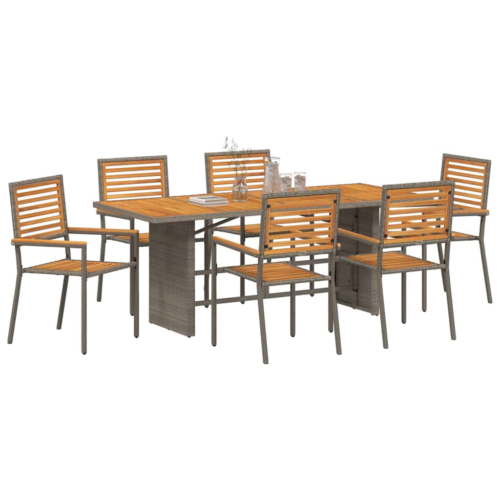 Have Spisebordssæt 7 pcs Grå og Brun polyrattan